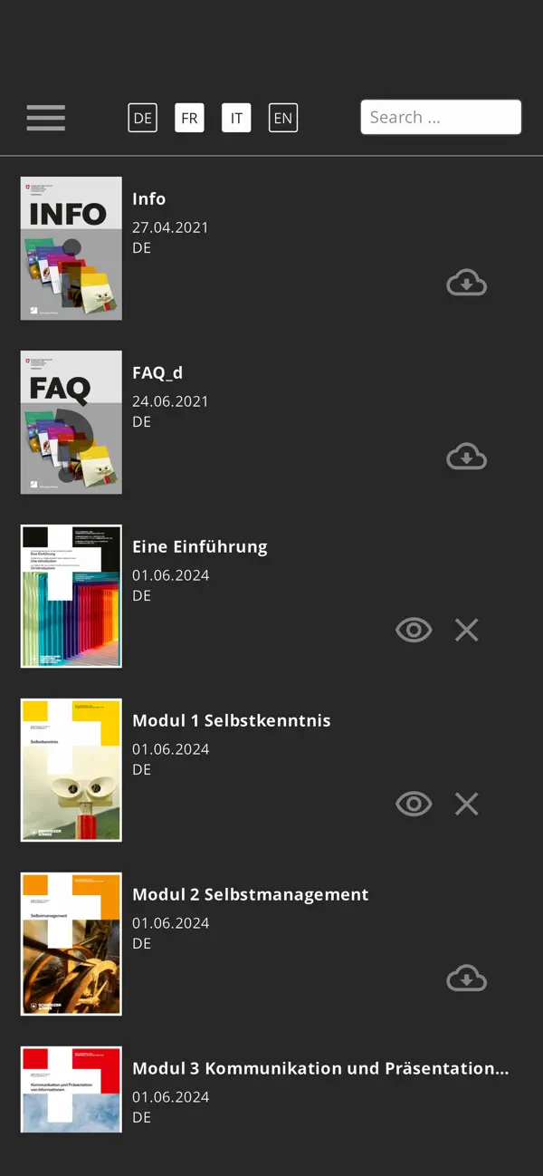 #1. Module manuals (iOS) Ved: Schweizer Armee