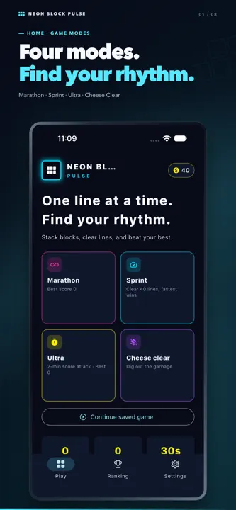 Neon Block Pulse screenshot 1