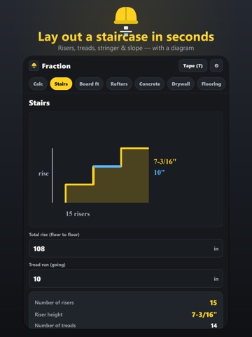 Fraction Calculator: Feet Inch iPad screenshot