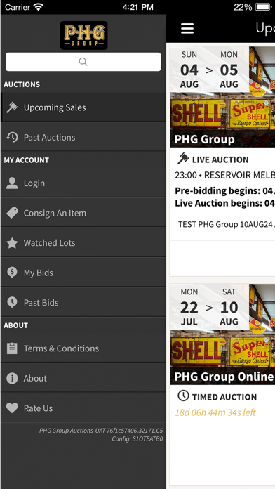 PHG Group Auctions Screenshot