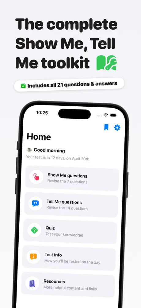 Show Me Tell Me Test Kit 2026 screenshot 2