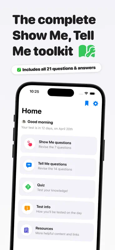 Show Me Tell Me Test Kit 2026 screenshot 2 of 10