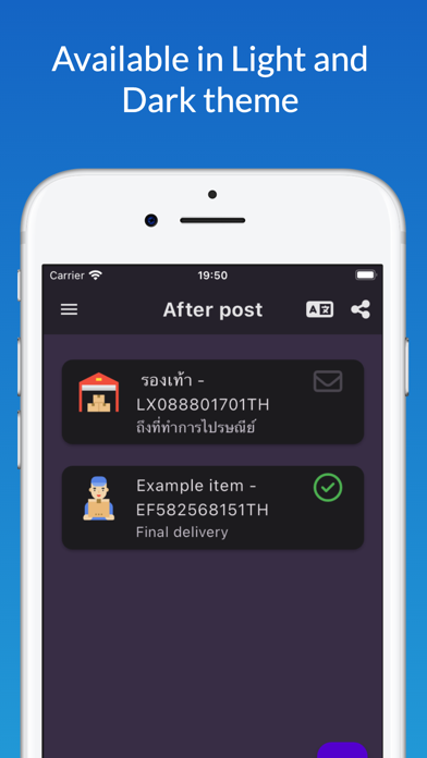 After Post - Parcel Tracking Screenshot