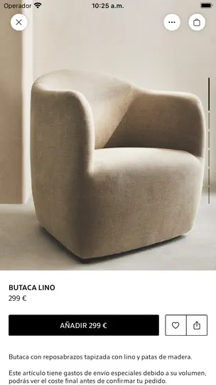 Captura de pantalla de Zara Home en iPhone 4