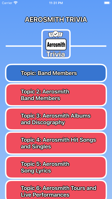 Screenshot 1 of Aerosmith Trivia App