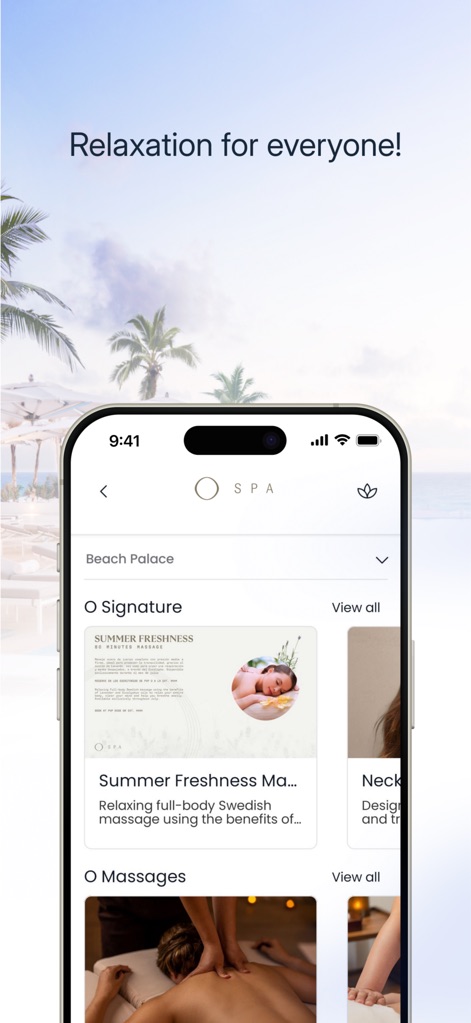 Palace Resorts - This platform provides detailed descriptions of various spa treatments, including "O Signature" massages and categorized "O Massages" options.