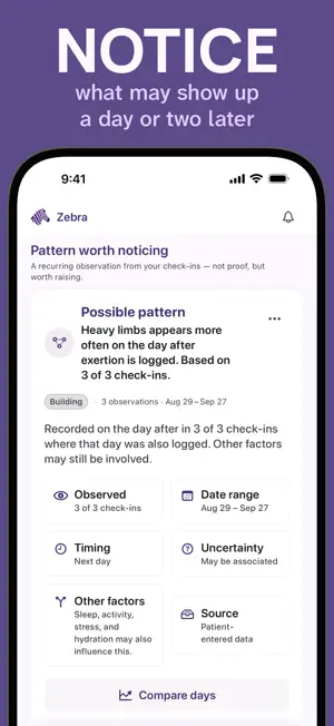 Zebra Symptom Tracker screenshot 2