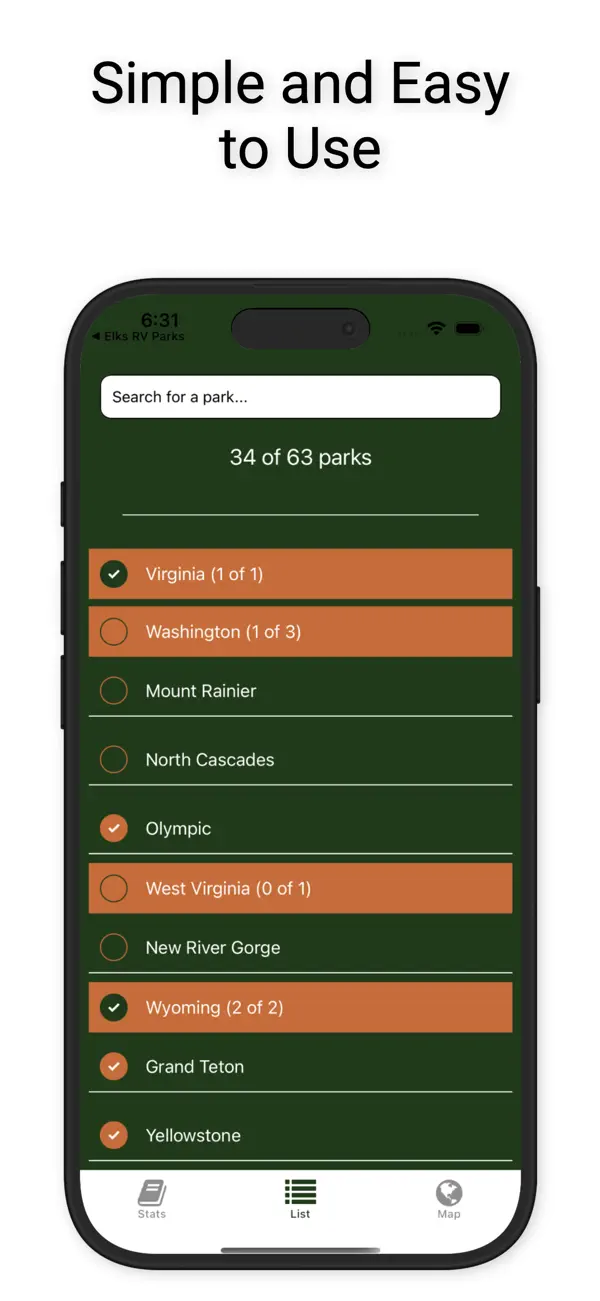 Screenshot #2 pour National Parks Checklist