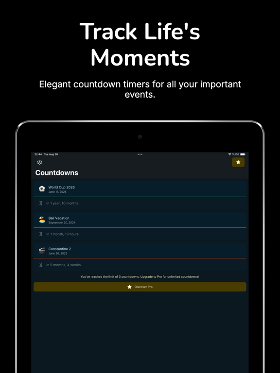 Tickr: Countdown & Reminders iPad screenshot 3 - Utilities app