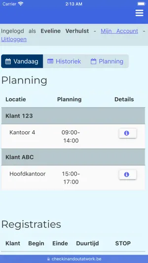 CheckInAndOutAtWork screenshot 1
