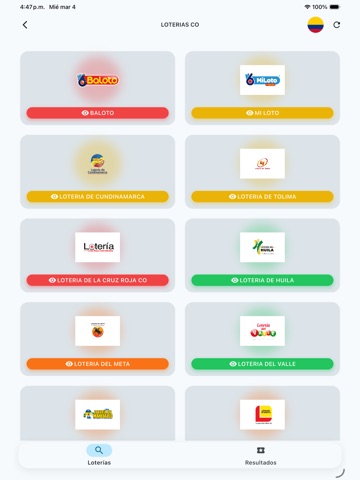 Resultados Chances Colombia iPad screenshot