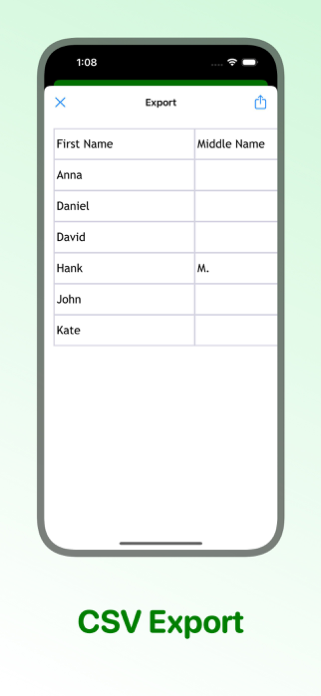 Contacts CSV Export Screenshot 2 of 3
