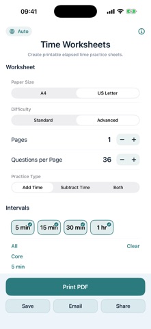 Time Worksheets iPhone screenshot