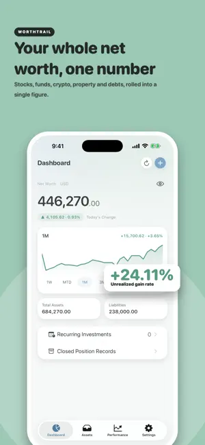 Net Worth Tracker: WorthTrail screenshot 1