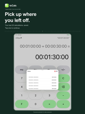 tcCalc - timecode & frame calc iPad screenshot