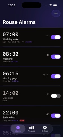 Rouse Alarms iPhone screenshot