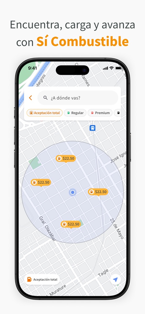 UP Sí Vale - This feature allows users to locate nearby fuel stations on a map and view real-time "Sí Combustible" prices, with options to filter by fuel type.