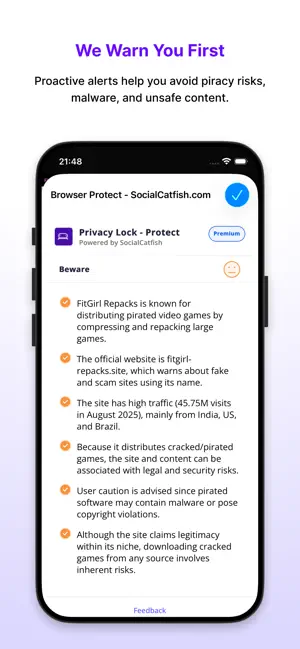 Socialcatfish Browser Protect screenshot 1