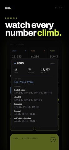 reps - Push Pull Legs Log Screenshot 4 of 6