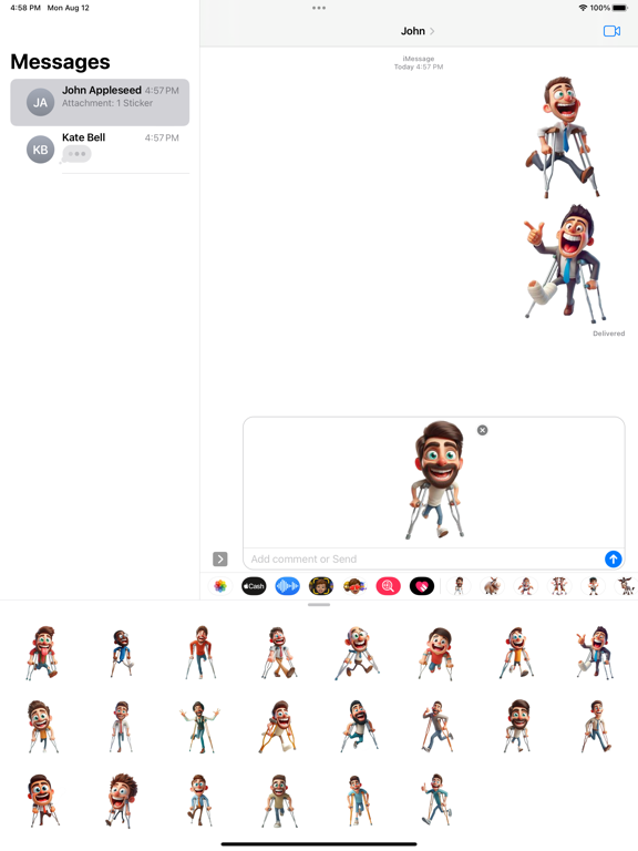 Screenshot #6 pour Happy Crutches Man Stickers