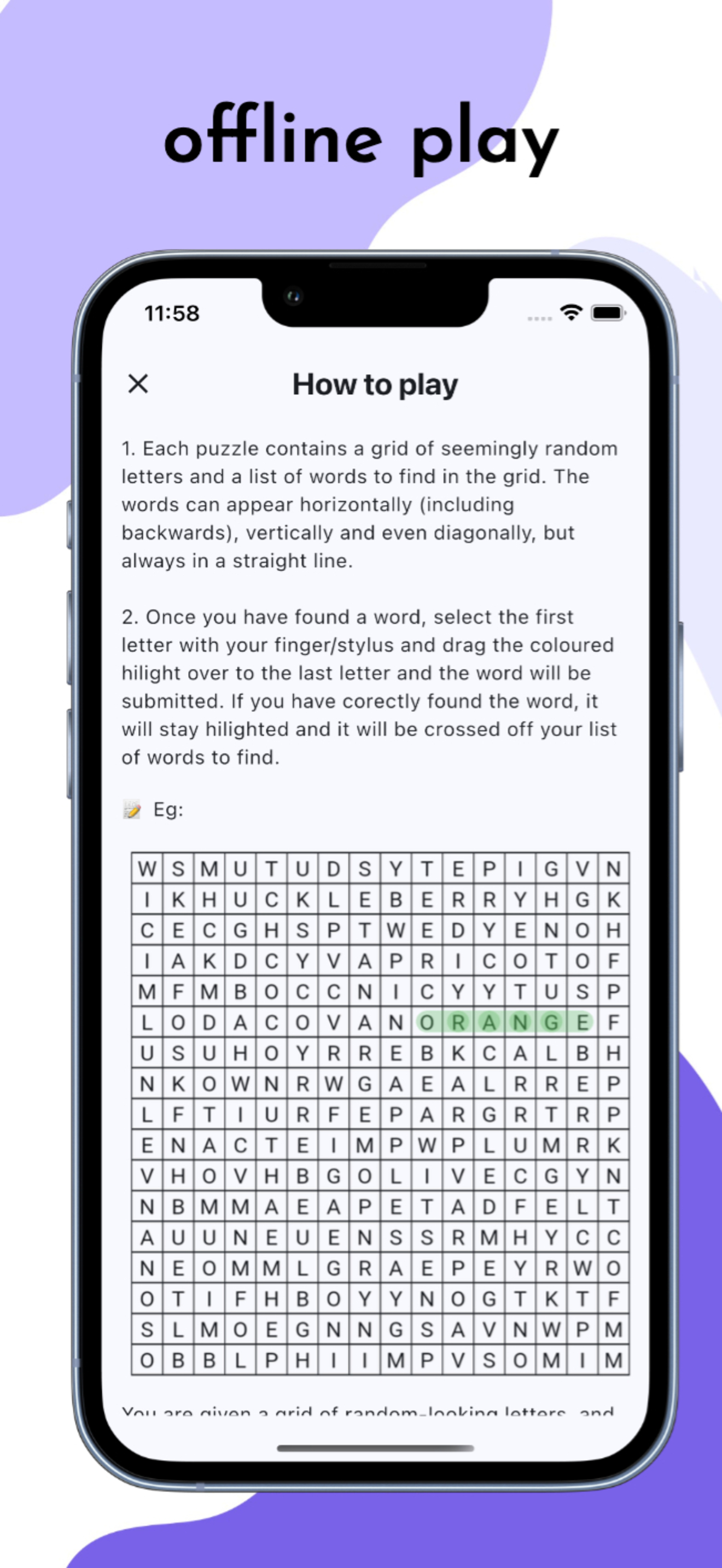 Word search: infinity puzzle