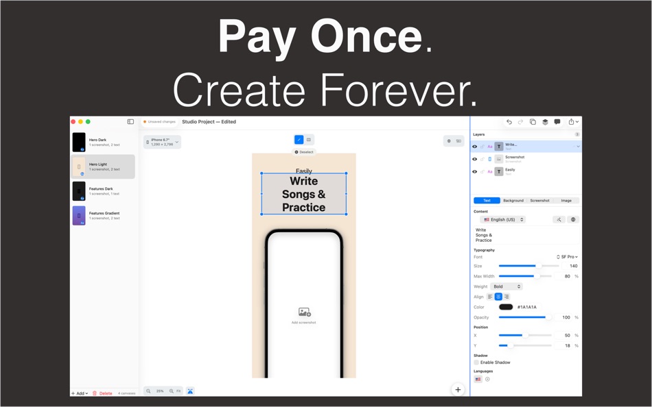 #3. App Screenshots Pro (macOS) Ved: Jeff Cedilla