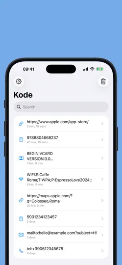 Capture d'écran de Kode QR sur iPhone 4