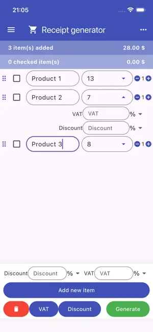 Receipt generator app screenshot 1