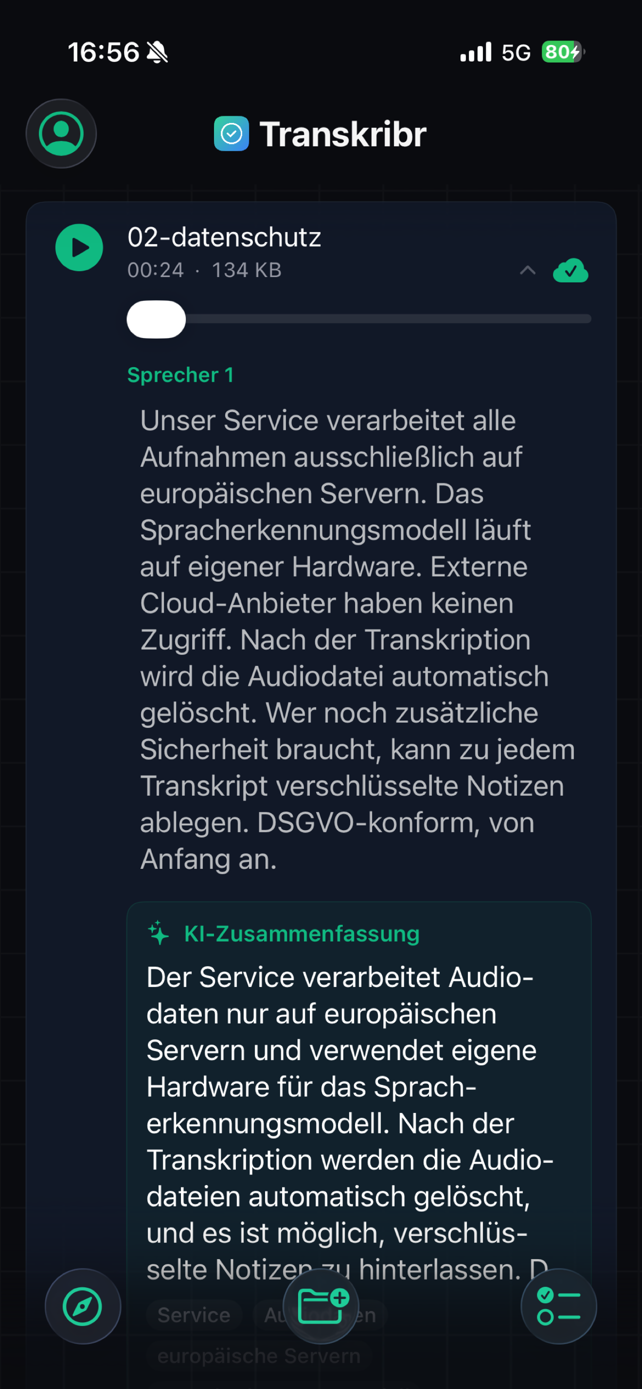 Transkribr screenshot 6