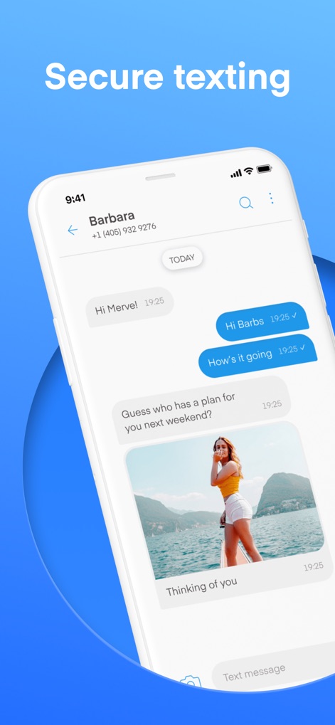 Text Vault - Texting App - ユーザーはBarbaraとの安全なチャットを通じて、計画についてのテキストメッセージや魅力的な写真を共有し、プライバシーを保護できます。