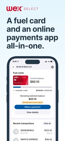 WEX Select iPhone screenshot