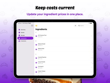 Pastri: Recipe Cost Calculator iPad screenshot