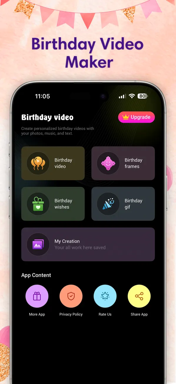 Screenshot #1 pour Birthday Videos Maker app