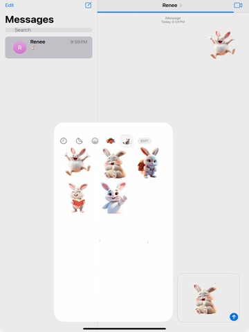 Super Fluffy Bunny Stickers iPad screenshot