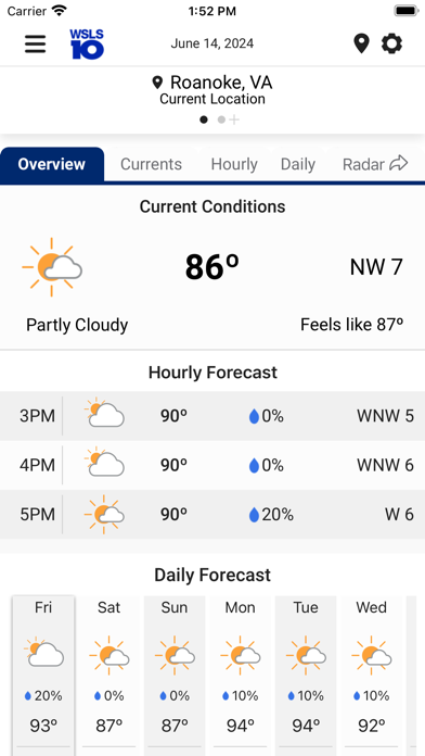 WSLS 10 Roanoke Weather Screenshot
