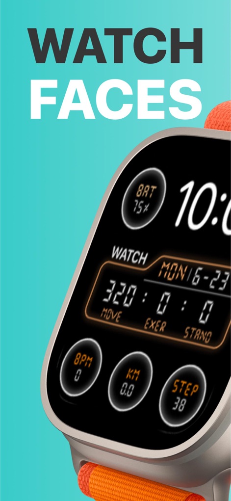 Buddywatch - Watch Faces - This initial view highlights the app's focus on customizable watch faces, showcasing detailed health metrics and essential timekeeping features.
