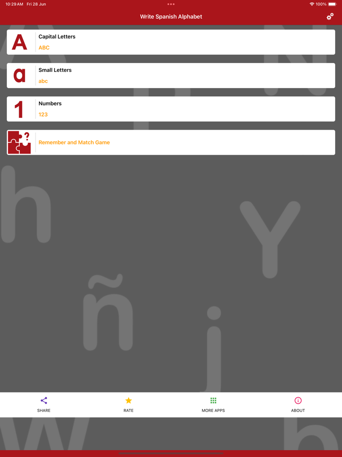 Write Spanish Alphabet