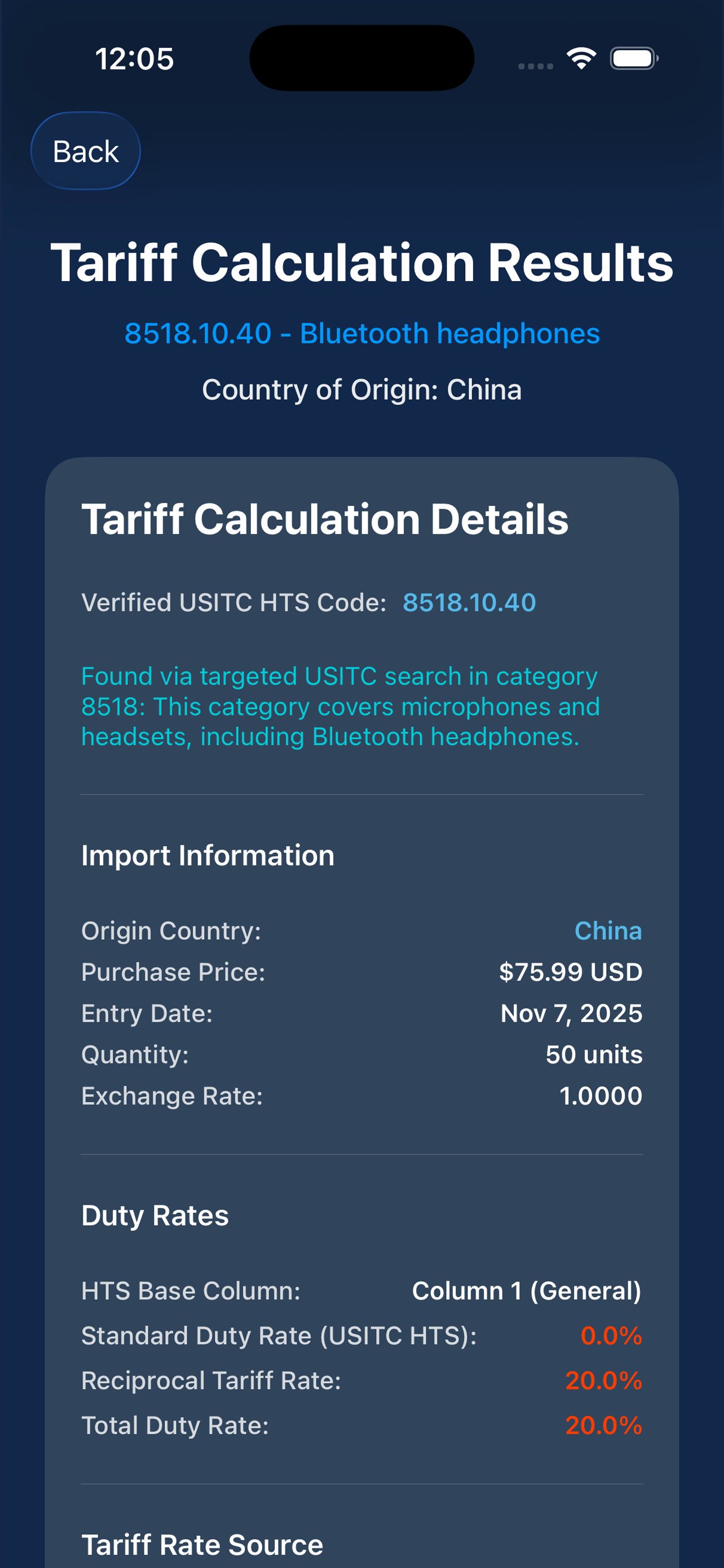 HTS Search & Tariff Calculator