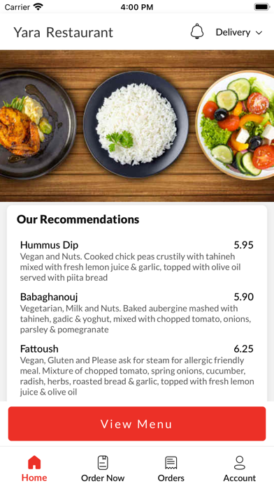 Yara Restaurant Screenshot