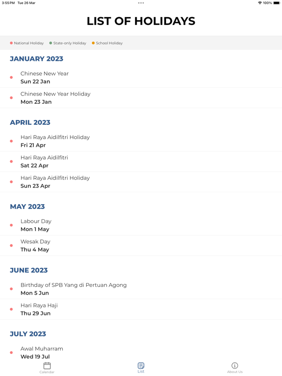 Screenshot #5 pour Malaysia Public Holidays