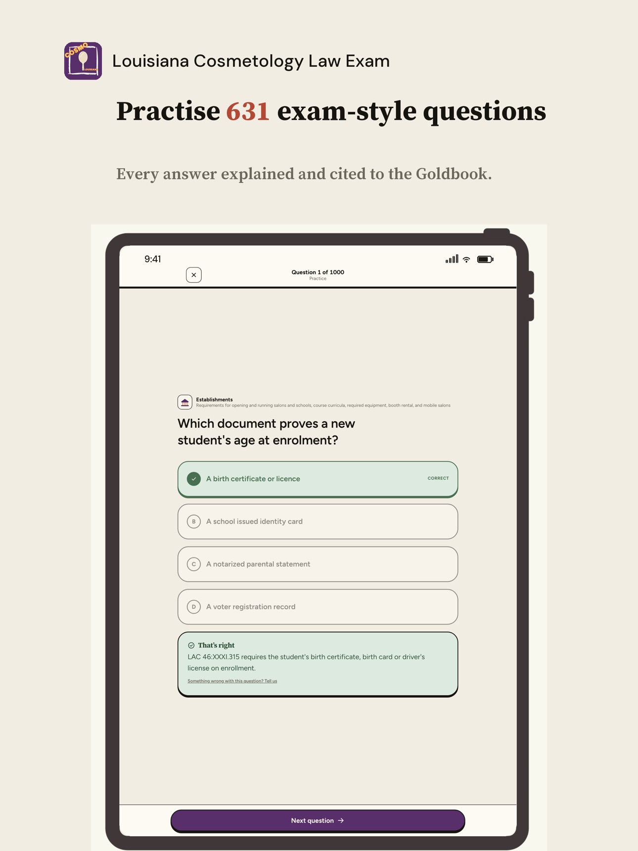 Screenshot 10 of Louisiana Cosmetology Law Exam