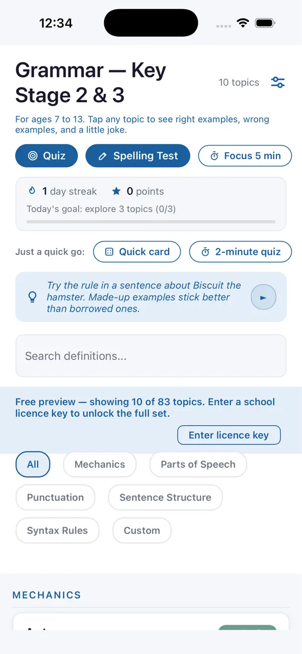 Screenshot #1 pour Grammar Index-Key Stage 2 & 3