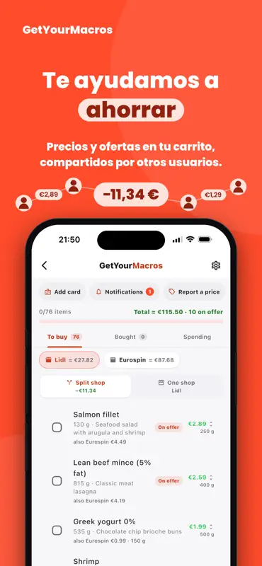 GetYourMacros: Dieta y Ahorro screenshot 3 of 6