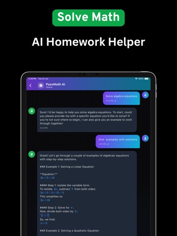 Quick Math Solver - PassMath iPad screenshot