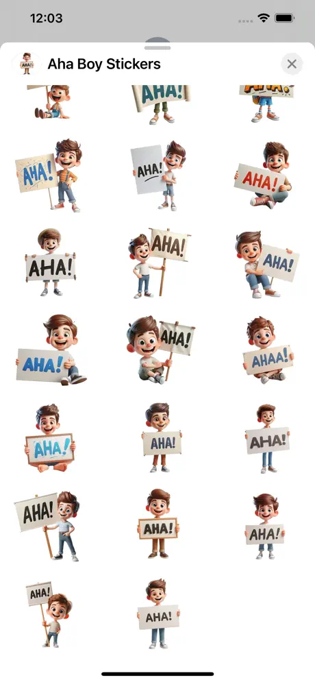 Aha Boy Stickers screenshot 2