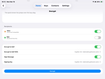 CypherAir iPad screenshot