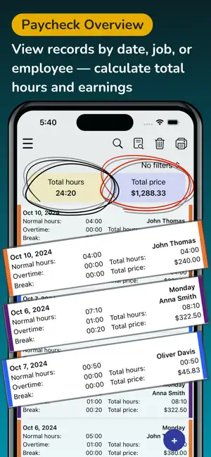Work Hours Tracker & Paycheck screenshot 2