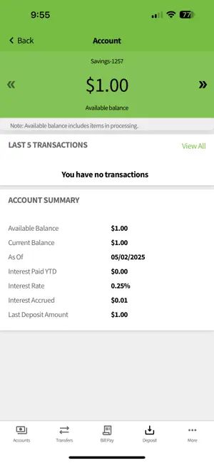 Traditions Bank Mobile Banking screenshot 1