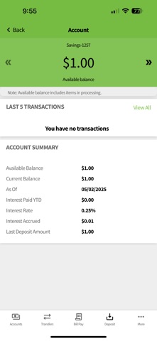 Traditions Bank Mobile Banking app screenshot