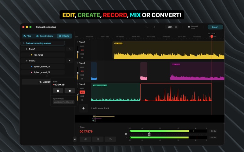 Screenshot #2 pour Audio One: Editeur de musique